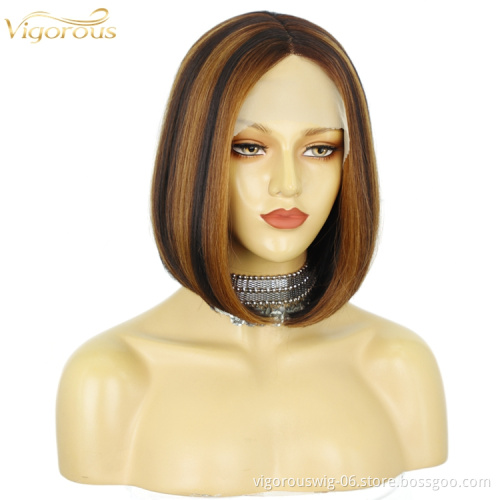 Vigorous highlight Blonde Synthetic Lace Front Wigs Short Straight Fashion Hair Wig Bob Cut Wigs For Women
